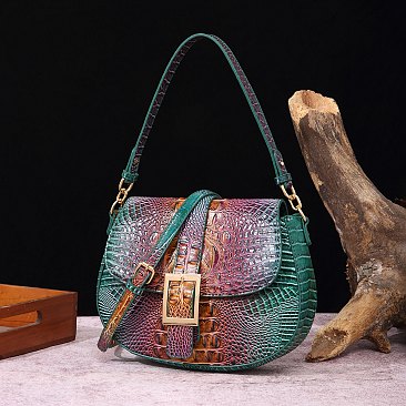 Tie-dyed Crocodile Flap Shoulder bag