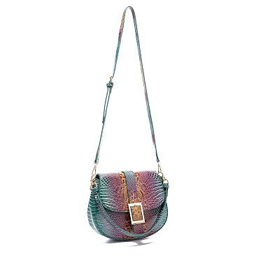 Tie-dyed Crocodile Flap Shoulder bag