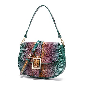 Tie-dyed Crocodile Flap Shoulder bag