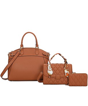 Fashion Buckle Top Handle 3-in-1 Satchel Set