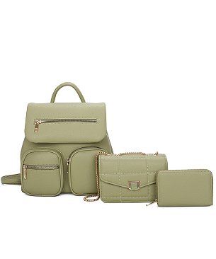 Fashion Flapover 3-in-1 Backpack Set