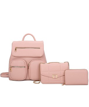 Fashion Flapover 3-in-1 Backpack Set