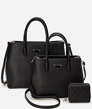 Pebble Top Handle Satchel 3-in-1 Set