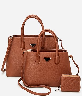 Pebble Top Handle Satchel 3-in-1 Set