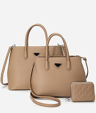 Pebble Top Handle Satchel 3-in-1 Set