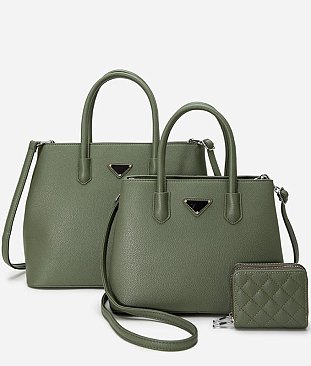 Pebble Top Handle Satchel 3-in-1 Set