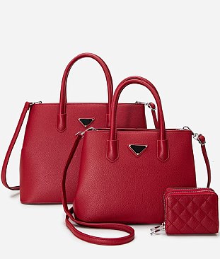 Pebble Top Handle Satchel 3-in-1 Set