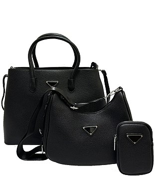 Pebble Top Handle Satchel 3-in-1 Set