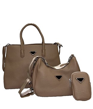 Pebble Top Handle Satchel 3-in-1 Set