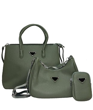 Pebble Top Handle Satchel 3-in-1 Set