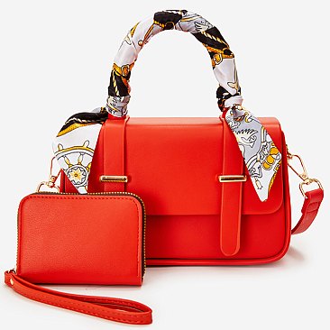 Scarf Top Handle Satchel 2-in-1 Set