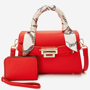 Scarf Top Handle Satchel 2-in-1 Set