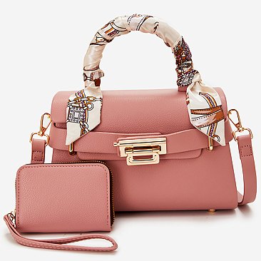 Scarf Top Handle Satchel 2-in-1 Set