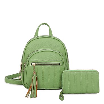 Fashion 2 in 1 Backpack with Zipper Tassel