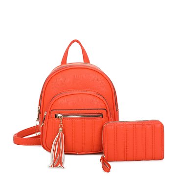 Fashion 2 in 1 Backpack with Zipper Tassel