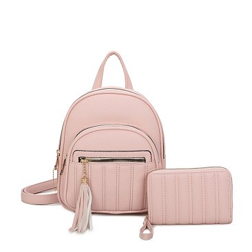 Fashion 2 in 1 Backpack with Zipper Tassel