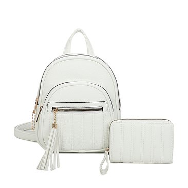 Fashion 2 in 1 Backpack with Zipper Tassel