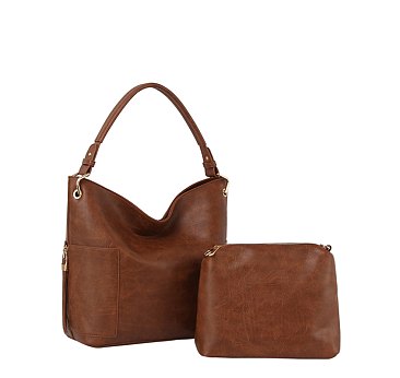 Fashion Side Zip Pocket 2-in-1 Shoulder Bag