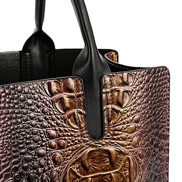 Tie-dyed 2 in 1 Croc Satchel-Crossbody Bag with Wallet