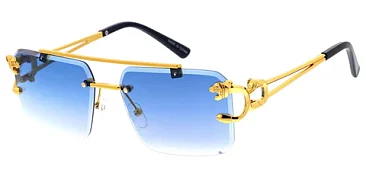 Pack of 12 Assorted Color Metal Leopard Rimless Luxury Unisex Sunglasses