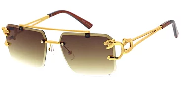 Pack of 12 Assorted Color Metal Leopard Rimless Luxury Unisex Sunglasses