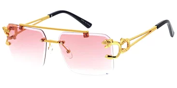 Pack of 12 Assorted Color Metal Leopard Rimless Luxury Unisex Sunglasses