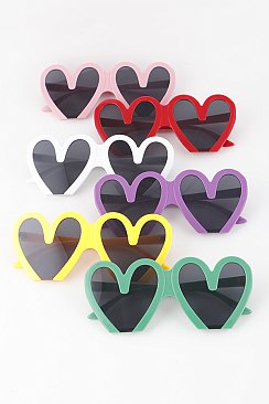 Pack of 12 Assorted Color Doodle Heart Sunglasses