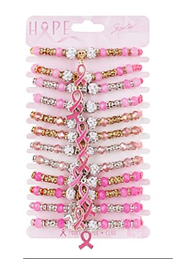 PACK OF 12 Pink Ribbon ADJUSTABLE BRACELETS