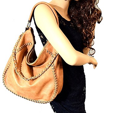 SS1192-LP Chain Accent Whipstitched Hobo