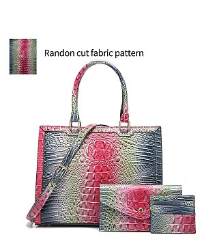 Tie-dyed 3in1 Crocodile Skin Large Tote Bag