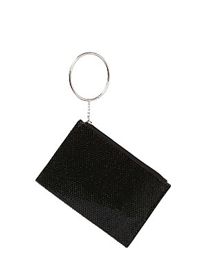 Rhinestone Mesh Cuff Handle Clutch