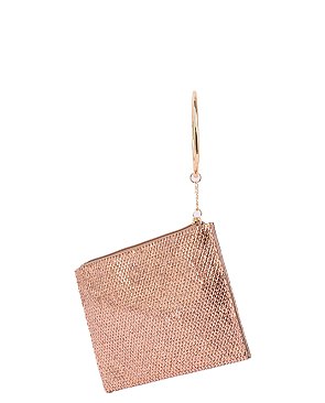 Rhinestone Mesh Cuff Handle Clutch