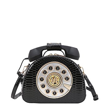 Working  Wired TELEPHONE Shaped Crossbody Satchel Bag