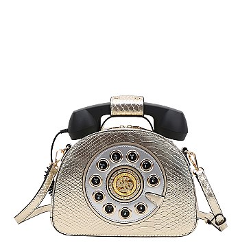 Working  Wired TELEPHONE Shaped Crossbody Satchel Bag