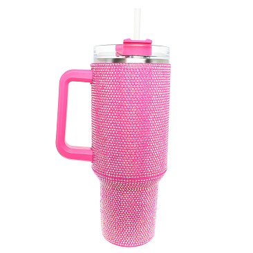 Luxury Hand Made Rhinestone Tumbler With Straw