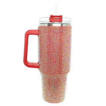 Luxury Hand Made Rhinestone Tumbler With Straw