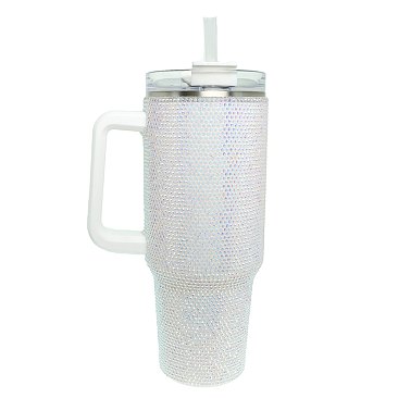 Luxury Hand Made Rhinestone Tumbler With Straw