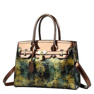 Abstract Floral  Satchel Crossbody Bag