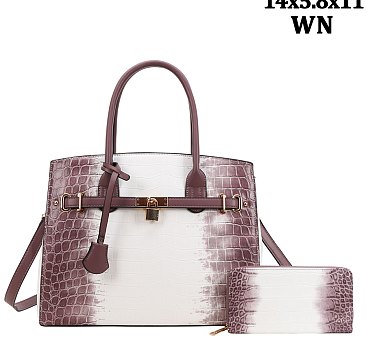 2 IN 1 Tie-dyed Hot Crocodile Satchel Set + Wallet