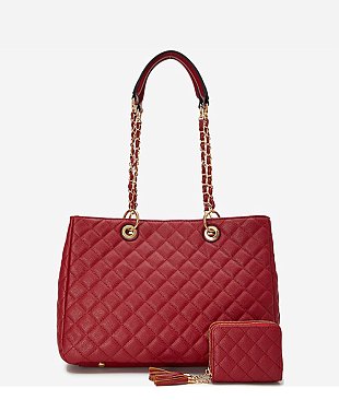 Quilted Classic Shoulder Bag 2-in-1 Set