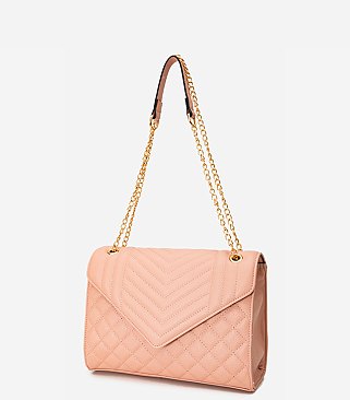 Chevron Quilted Flap 2-in-1 Shoulder Bag