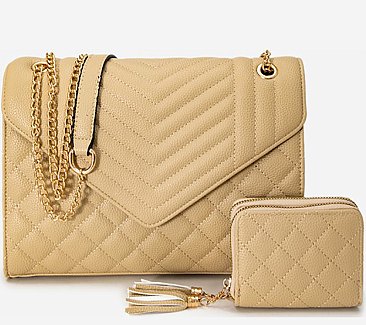 Chevron Quilted Flap 2-in-1 Shoulder Bag