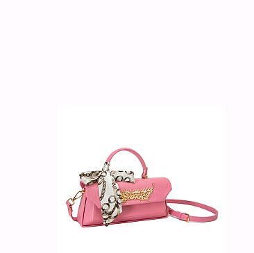 Fashion Scarfed & Magnet Snap 2 In 1 Crossbody-Satchel Bag