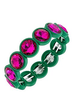 FACETED ROUND GEM LINK BRACELET