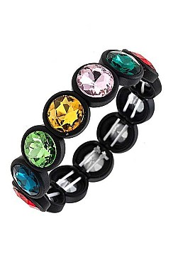 FACETED ROUND GEM LINK BRACELET