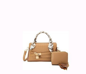 Scarfed & Pad-Lock 2 In 1 Crossbody-Satchel Bag