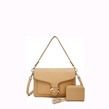 2 in 1 Fashion Flap Satchel with Wallet