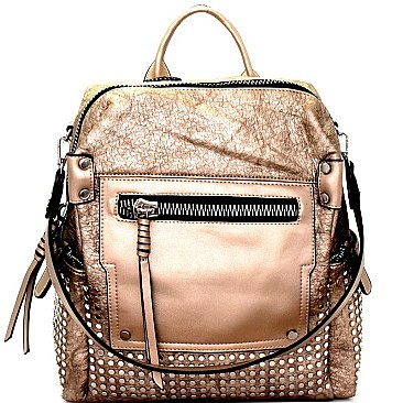 B5-6709-LP Studded Convertible Fashion High Quality Backpack