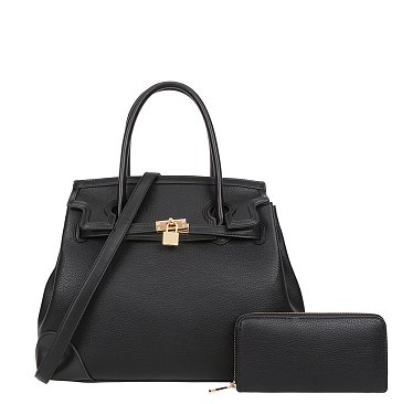 2 IN 1 Padlock Classic Satchel & Wallet Set