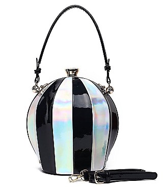 Ball Shaped Unique Stripe Satchel